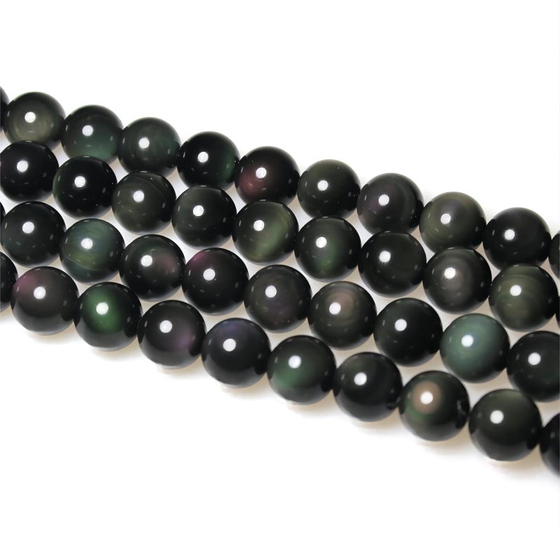 MJDCB Rare Collection Natural Stone Beads Rainbow Obsidian Round Loose Beads for Jewelry Making DIY Bracelet Necklace (8mm) - Image 5